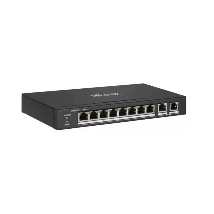HILOOK NS-0310P-60(B) 8Port Megabit PoE 60W 2 Port Gigabit Uplink, Long Range 250Metre, Yönetilemez, Masaüstü Switch