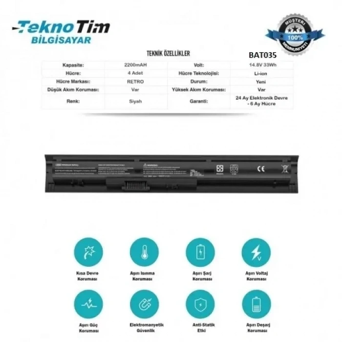 HP ProBook 455 G2 Uyumlu Laptop Batarya Pil 