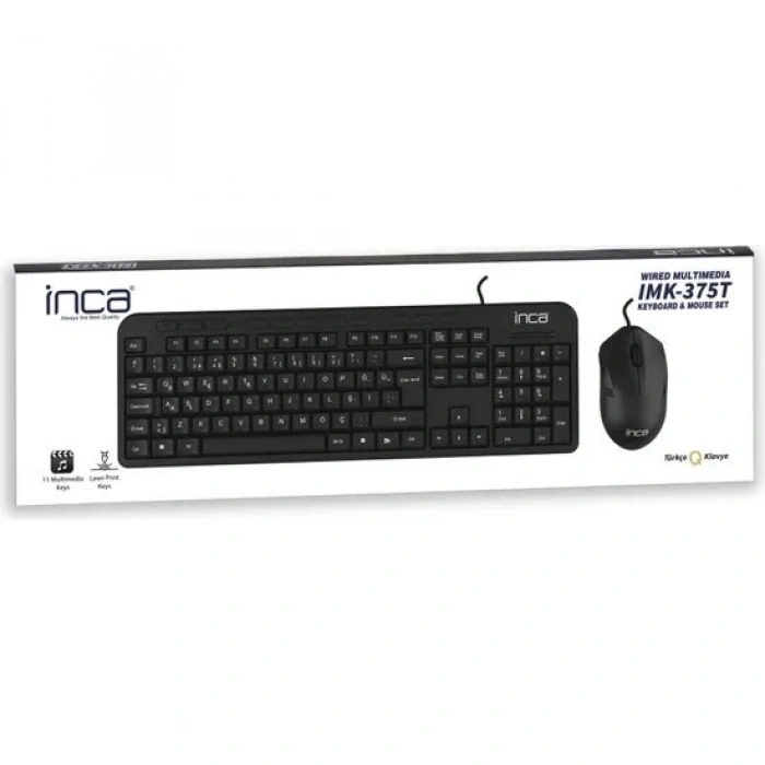 Inca IMK-375T USB Q Trk Optic Mouse Siyah Standart Klavye - Mouse Set