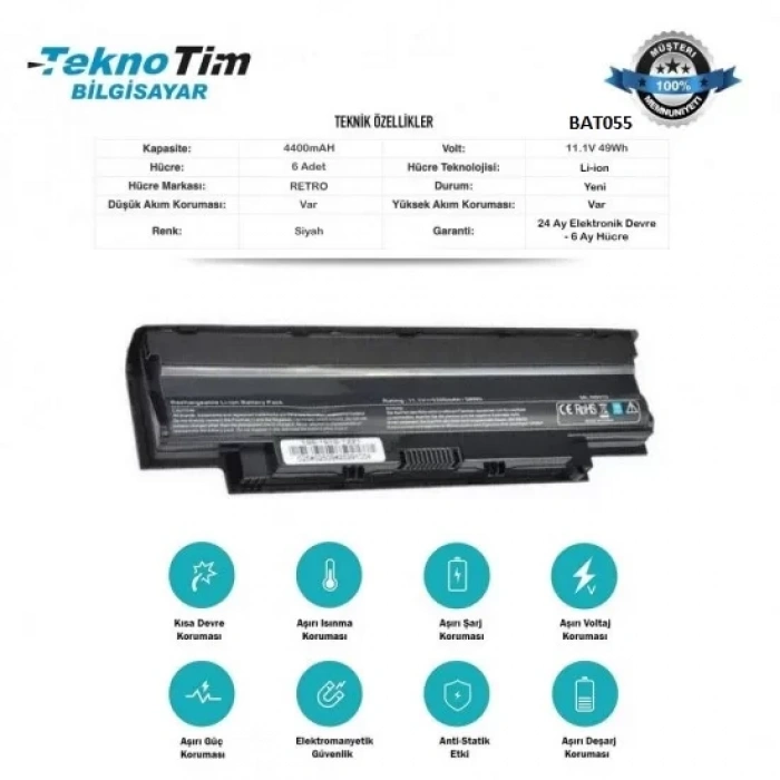 j1knd Dell Inspiron N5010 N5010D N5110 Batarya, Pil