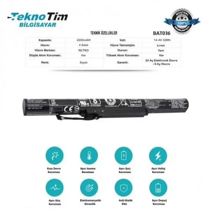 Lenovo 80NT00Q1TX 80NT00UXTX Notebook Batarya - Pil