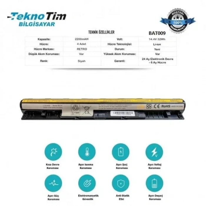 Lenovo IdeaPad G70 Notebook Batarya - Pil