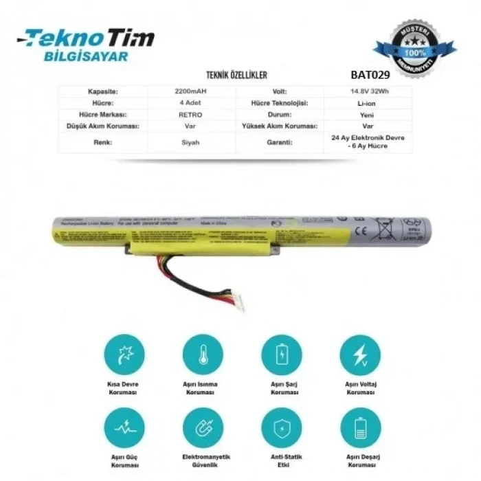 Lenovo L12L4K01 Notebook Batarya - Pil