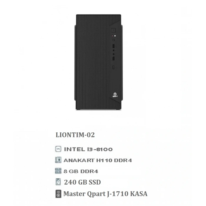 LIONTIM-02 Hazir Sistem Masüstü (Office Kasa) i3-8100T/8 Gb DDR4 /256 GB Ssd/Cpu Ufo Kasa
