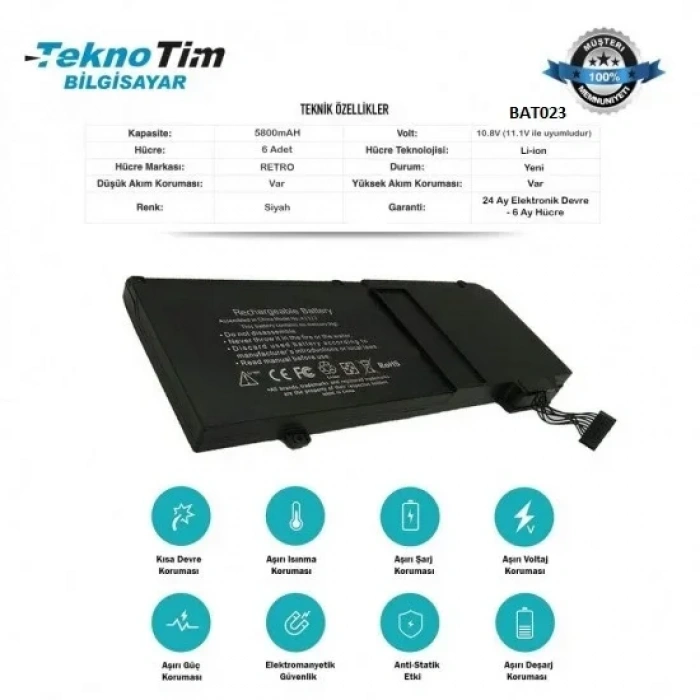 MacBookPro8,1 Early 2011 13 A1278 (EMC 2419) Batarya Pil MC700LL/A