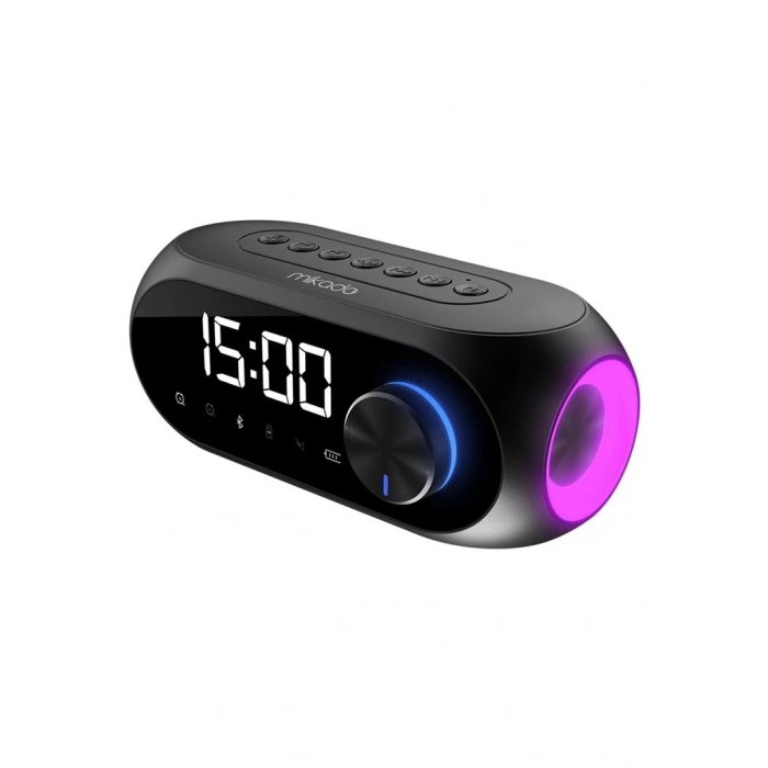 Mikado Md-W7 1200MAH 5W Siyah Bluetooth-Aux-Derece-Usb-Fm Double Alarmli Saat Speaker Speaker