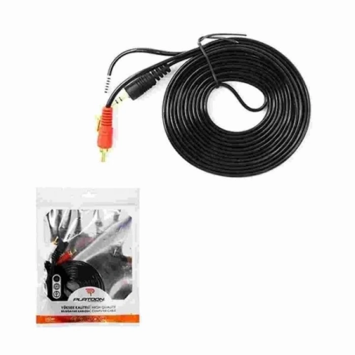 Platoon PL-8561 3m Metre RCA AUX 3.5mm Ses Sistemi Kablosu