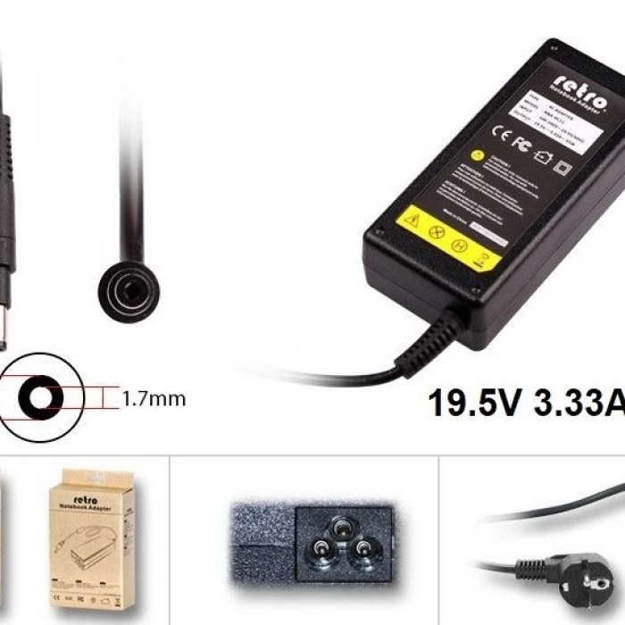 RETRO Hp Compaq 65W İnce Uç Notebook Ultrabook Adaptör RNA-HC11