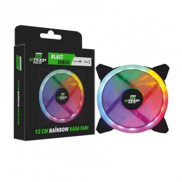 Steep Solid Blast Serisi 12cm Rainbow Led Fan - Performans Seri Sessiz Kasa Fanı