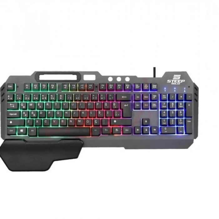Steep Solid ST-K700 Mekanik Hisli Bilek Destekli Kablolu Rainbow Işıklı Oyuncu Klavye