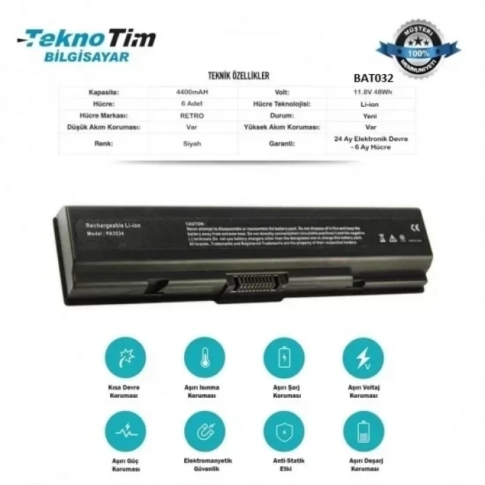 Toshiba Satellite A205-S4597 LAPTOP BATARYA, PİL