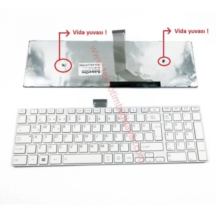 Toshiba Satellite C50-A Uyumlu Nb Klavyesi - Beyaz - TR - Ç.li Tip