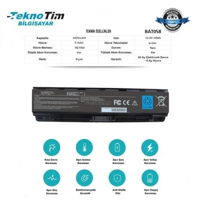 Toshiba Satellite c55d-A-103, c55d-A-13u, c55d-A-14k Batarya Pil