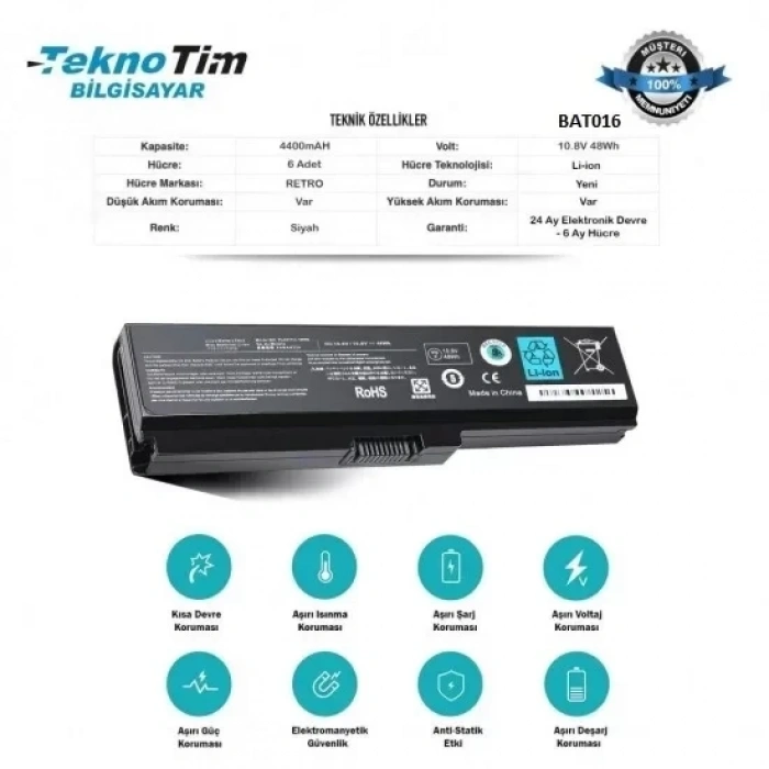 Toshiba Satellite C650-1C0 Notebook Batarya - Pil