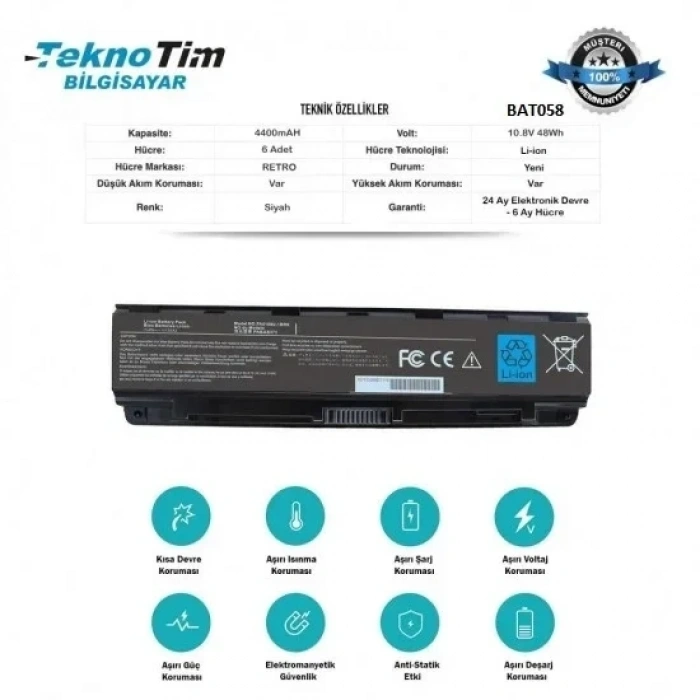 Toshiba Satellite C850-13G Notebook Batarya - Pil