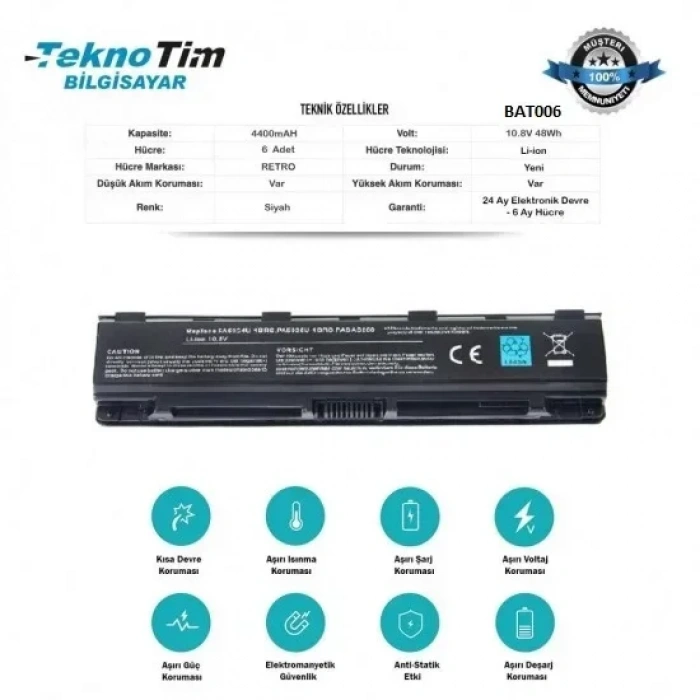Toshiba Satellite C870 Batarya Pil