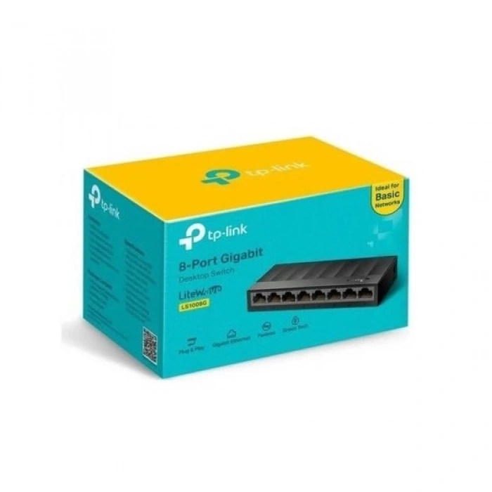 TP-LINK LS1008G, Green Tech, 8 Port GigaBit, Yönetilemez, Masaüstü Switch