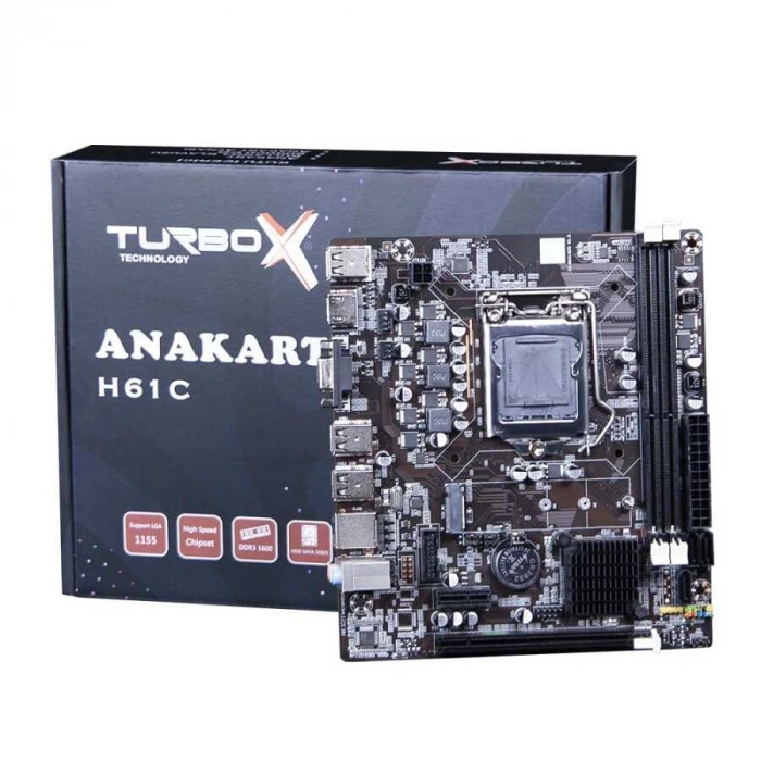 Turbox WorkTeam H61C Sata Ddr3 1600MHz Usb 2.0 Vga Hdmi Ses Lan 1155P 2.3.Gen Anakart
