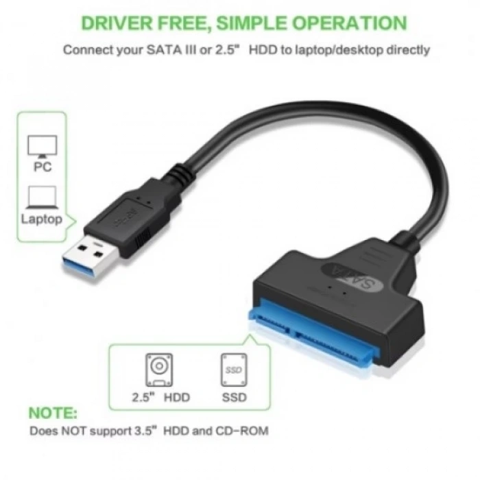 USB 3.0 to 2.5 inç Sata HDD - SSD Çevirici Veri Kurtarma Kablosu