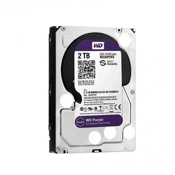 WD Purple 2TB 3,5 SATA III 6Gbit/s 64MB 7/24 Güvenlik Kamerasi Diski WD20PURZ