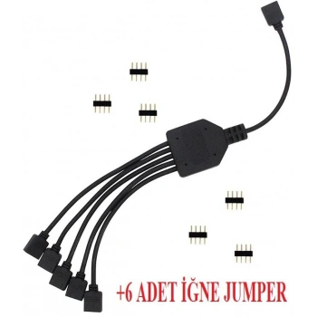 Alfais 4377 RGB Şerit 4 Pin LED Çoklayıcı Splitter Tek Kumanda 5 Çıkış