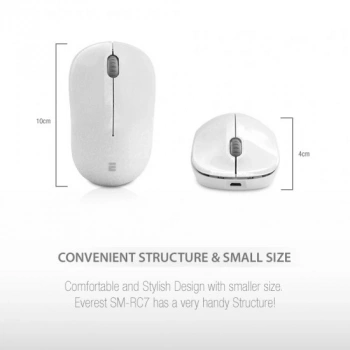 Everest SM-RC7 Usb Şarj Edilebilir Kablosuz Mouse - Beyaz