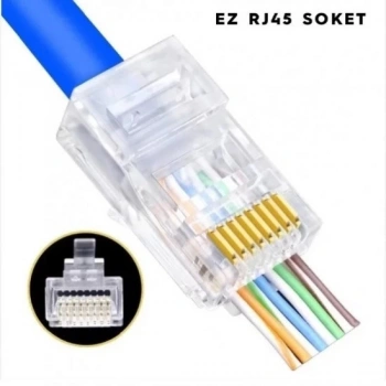 Ez RJ45 Cat5-Cat6 Açık Uçlu Soket 8P8C EZRJ45 EZ SOKET (10ADET)