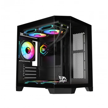 GAMEAGLE EDGE COMPACTBILGISAYAR KASASI + 750WPOWER + SIVI SOGUTMA (SIYAH)