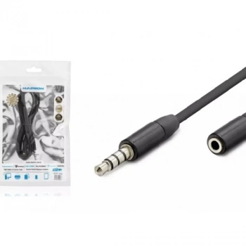 HADRON HDX1012 AUX3.5 (M) TO AUX3.5 (F) KABLO 3LINE SİYAH 1.2MT
