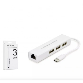 HADRON HDX7007 Type-C Combo Hub Ethernet 4 Port - Beyaz