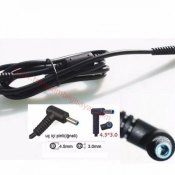 HP MAVİ UC ADAPTÖR KABLOSU 4.5*3.0MM (Açıklama Kısmından Uyumlu Modelinizi Kontrol Edebilirsiniz.)