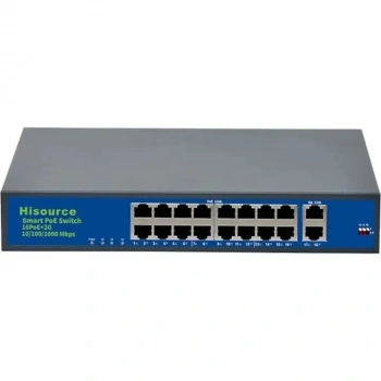 INOX-F1620GBL 16 Port Gigabit PoE+ Anahtar | 16x PoE (802.3at) + 2x Uplink Port | 250W Güç Bütçesi | 250m CCTV Modlu Yönetilemez Switch