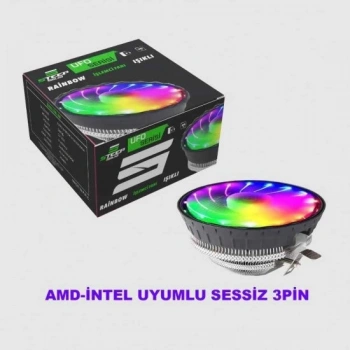 İntel - AMD CPU Fan - RGB Rainbow Masaüstü İşlemci Fanı FAN2RGB