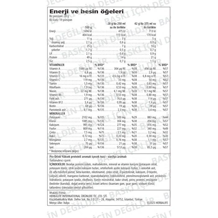 Pro-Drink Vanilya Aromalı 532 g