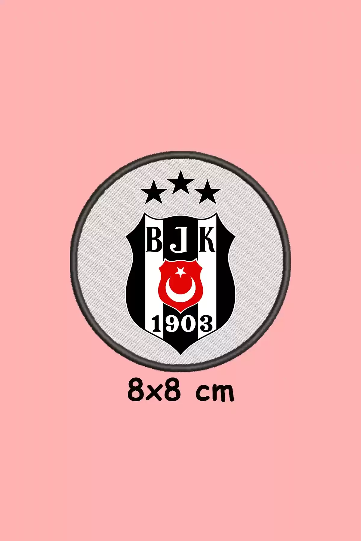 Beşiktaş 8x8 cm Nakış/DTF Baskı Arma (Patch) – Ütü ile Yapıştırılabilir