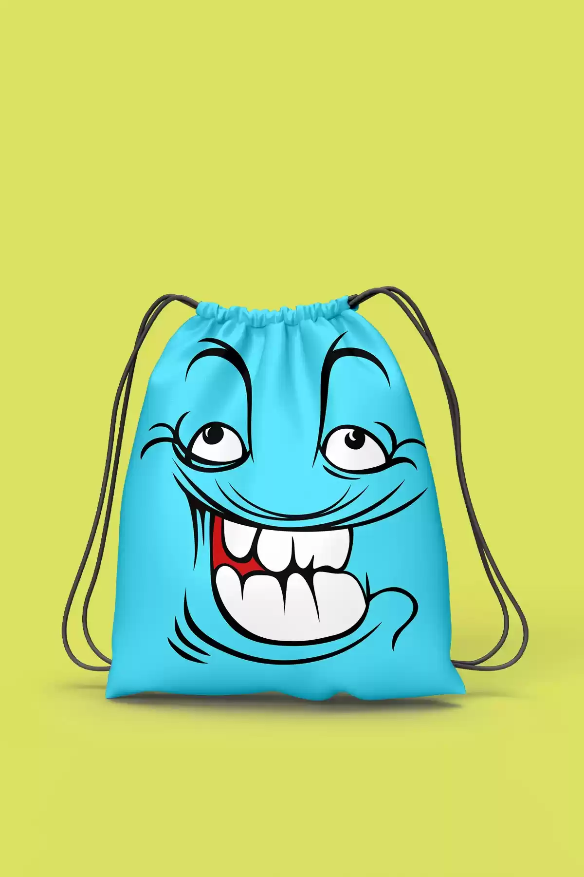 Mavi Dedikoducu Yüz Baskılı Mini Sırt Bez Çanta 35x27 cm