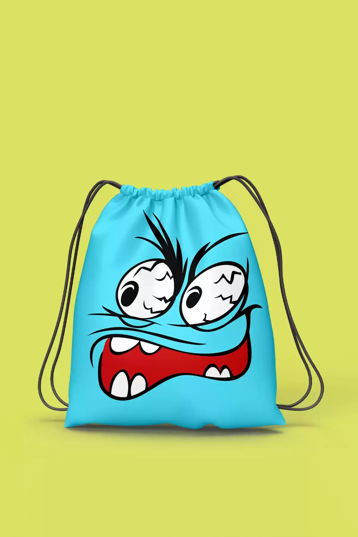 Mavi Kötü Yüz Baskılı Mini Sırt Bez Çanta 35x27 cm