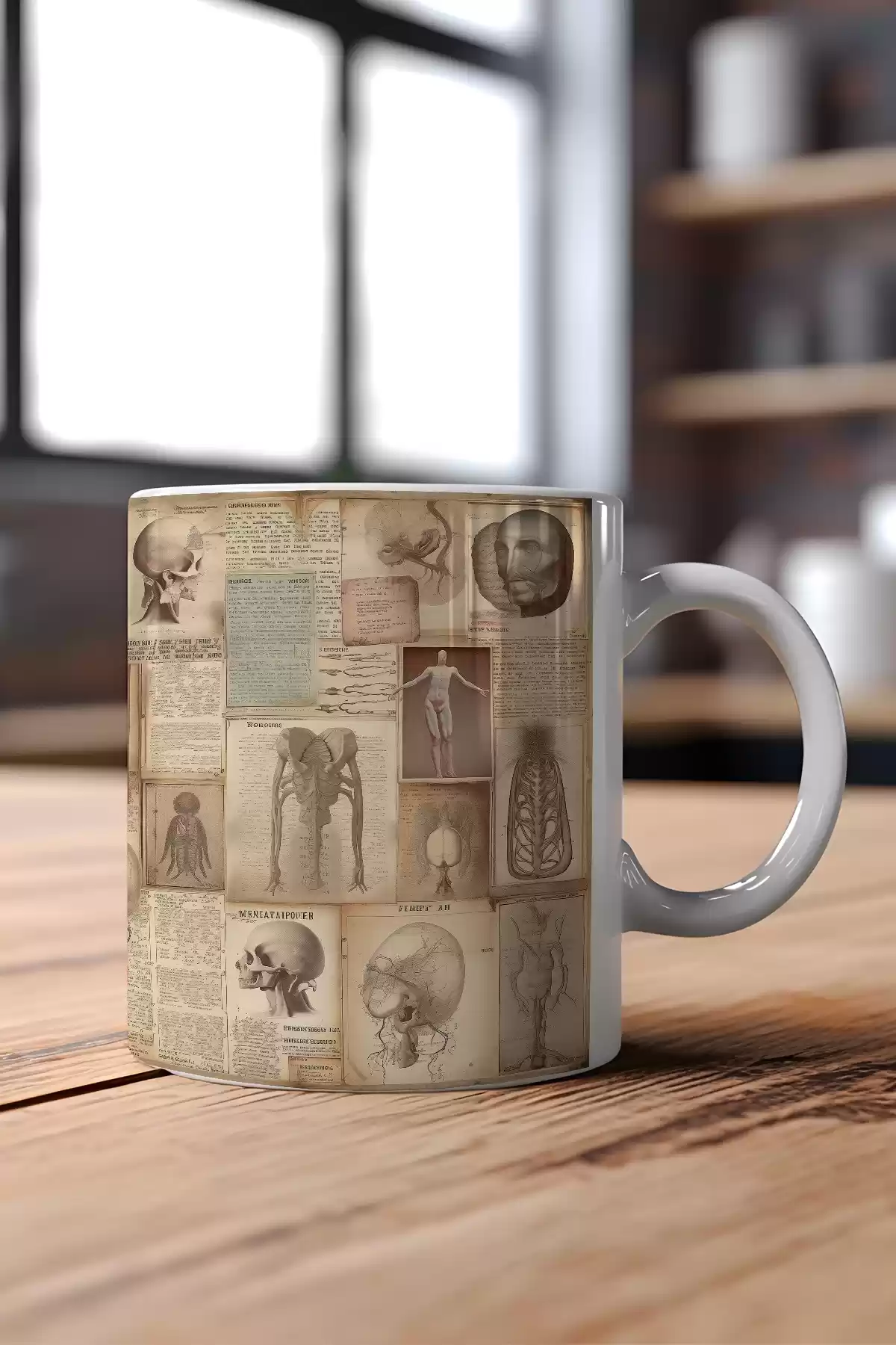 Vintage Anatomy Baskılı Seramik Kupa Bardak - VTG5002