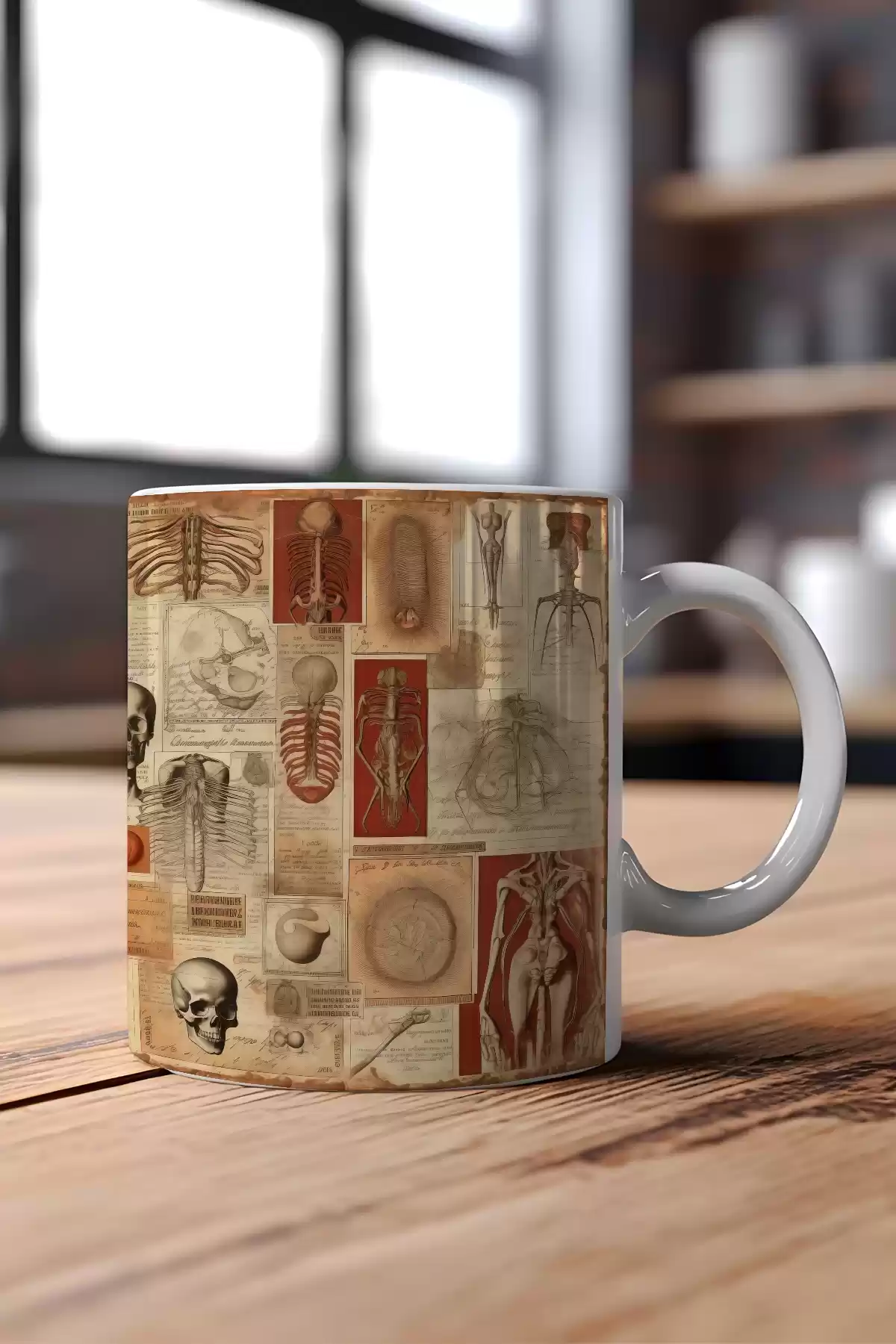 Vintage Anatomy Baskılı Seramik Kupa Bardak - VTG5003