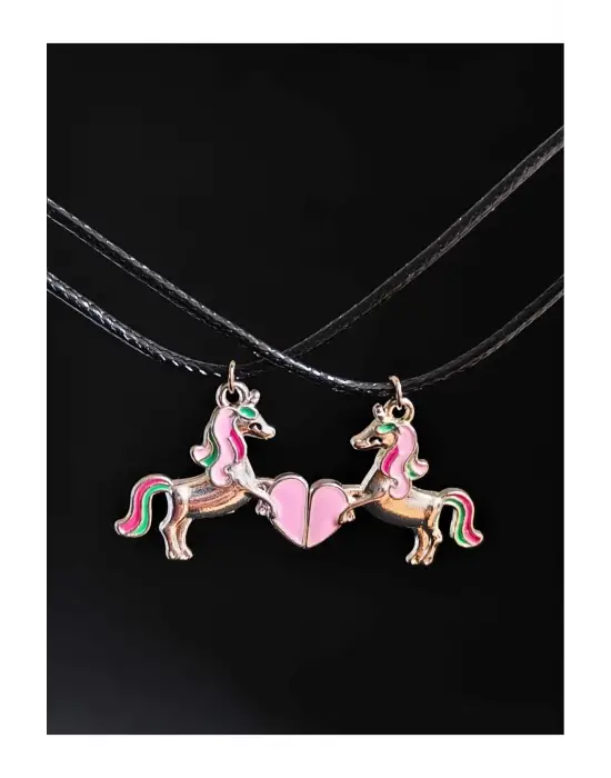 2 Adet Mıknatıslı Birleşen Sevimli Karakter Hediyelik Unisex Kolye