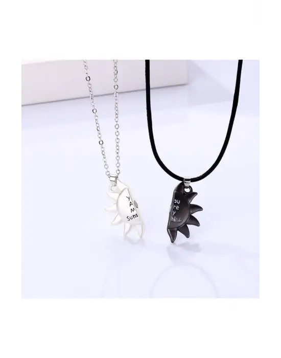 2 Adet You Are My Sunshine Mıknatıslı Sevgili Arkadaşlık Hediyelik Kolye Çift Kolyesi