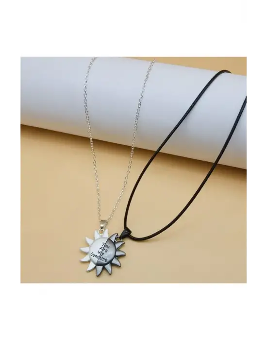 2 Adet You Are My Sunshine Mıknatıslı Sevgili Arkadaşlık Hediyelik Kolye Çift Kolyesi