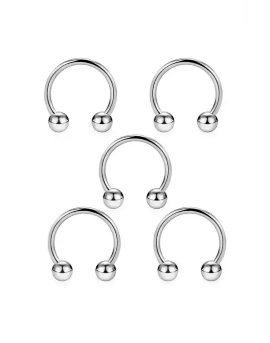 316l Cerrahi Çelik Gümüş Renk 5li Set Septum Piercing