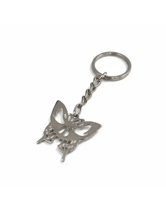 Antik Gümüş Kaplama Vintage Butterfly Kelebek Sembol Anahtarlık