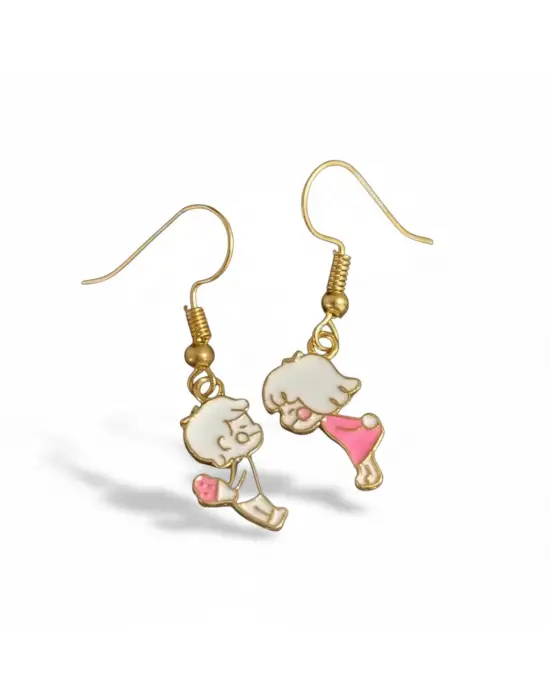 Paslanmaz Çelik Hello Kity Boyfriend Sevimli Çift Küpe