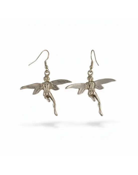 Antik Gümüş Kaplama Zihgir Devil Heart Küpe