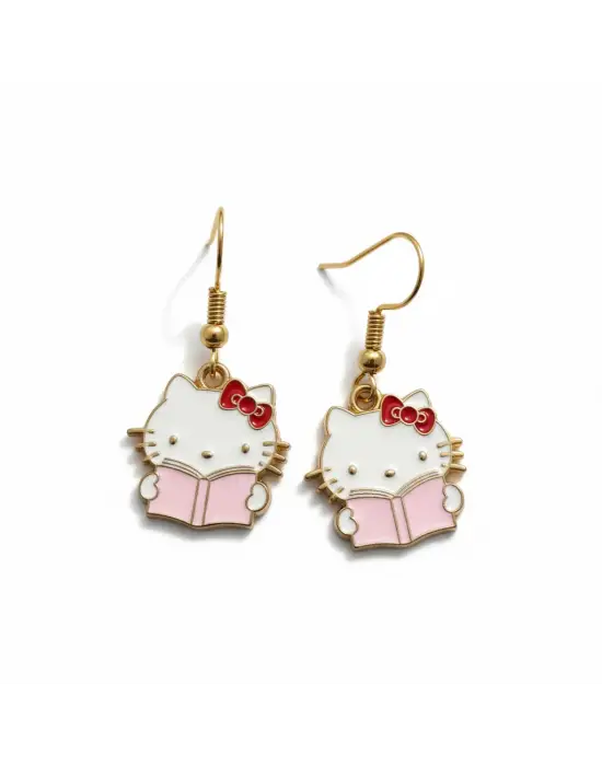 Retro Antik Gümüş Kaplama Anime Hello Kity Sembol Küpe