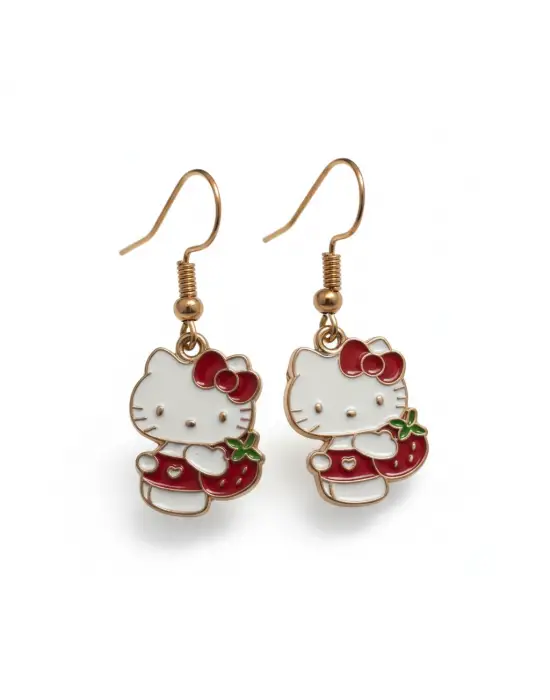 Antik Gümüş Kaplama Anime Hello-Kity Sembol Küpe