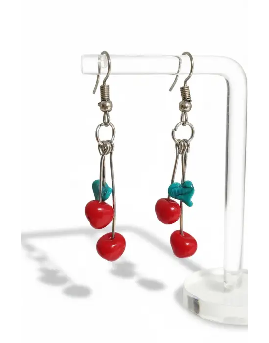 Vintage Kiraz 2li Küpe