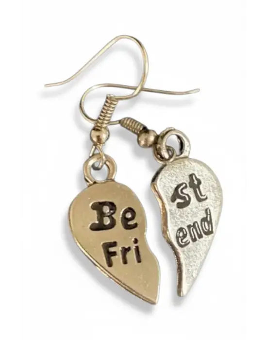 Antik Gümüş Kaplama Paslanmaz Çelik Kadın Gotik Best Friends Küpe